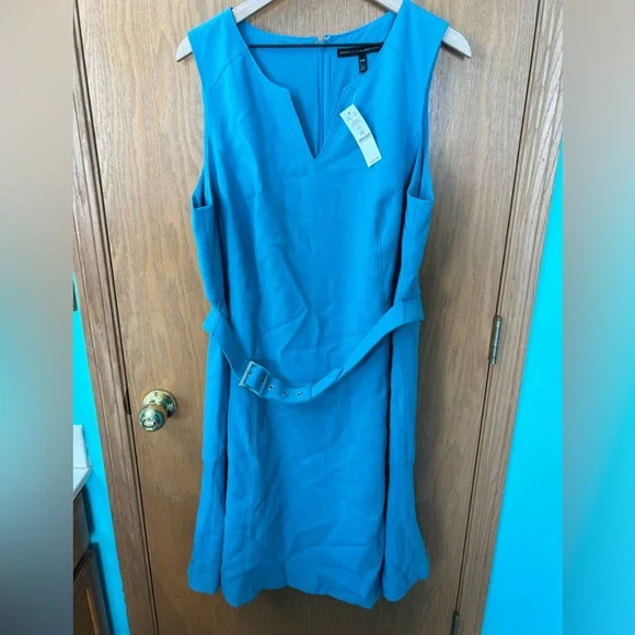 WHBM dress NWT 20W aqua teal flare sleeveless floppy hem alone dress oasis color - Picture 3 of 14